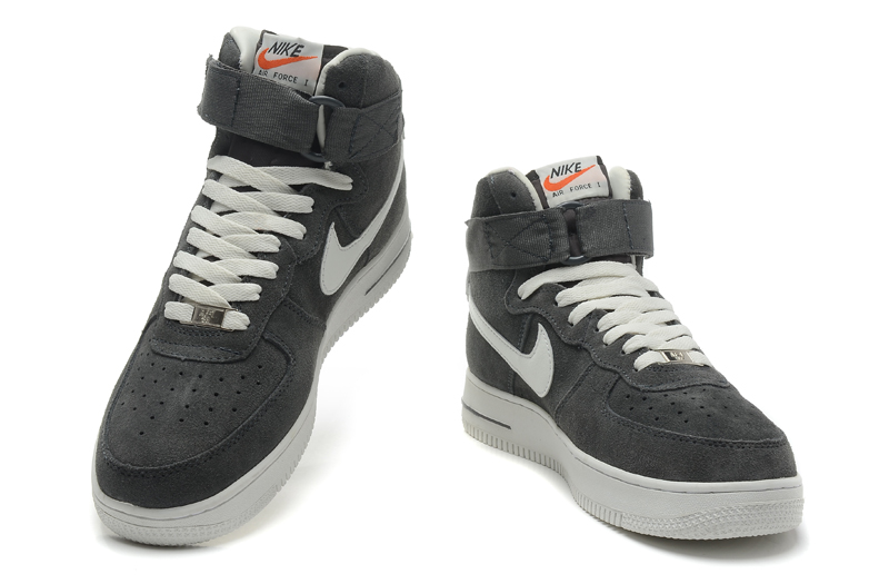hommes noirs nike air force 1 grande fourrure gris chaussures nouveau (2)